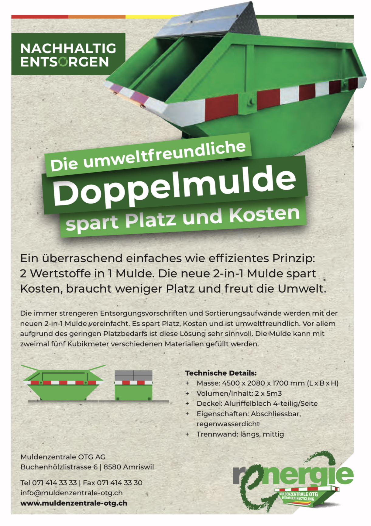 Geteilte Deckelmulde 